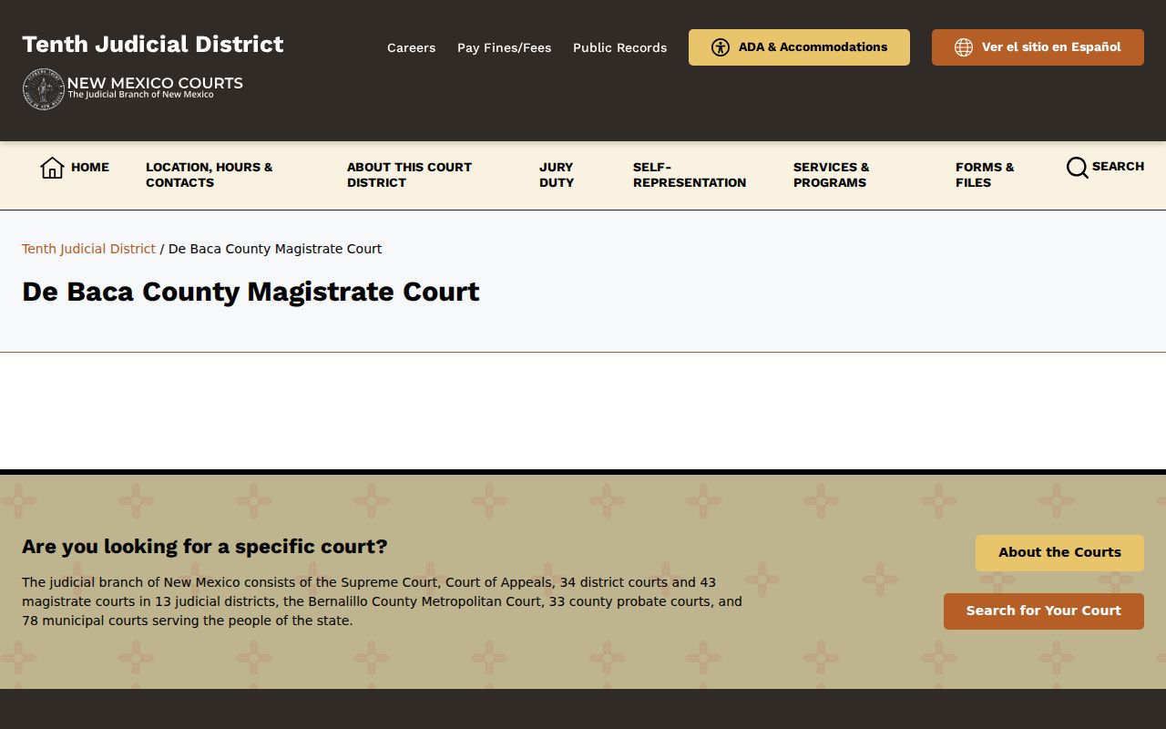 De Baca County criminal court case page for Magistrate Court