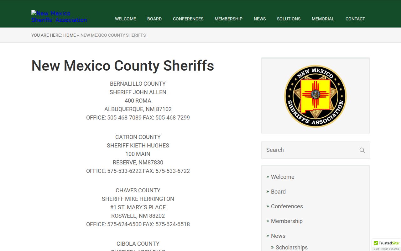 De Baca County sex offender registry sheriff contact listing