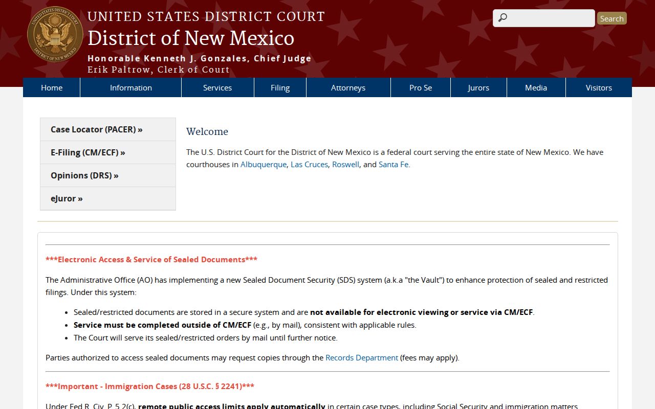 United States District Court for the District of New Mexico website